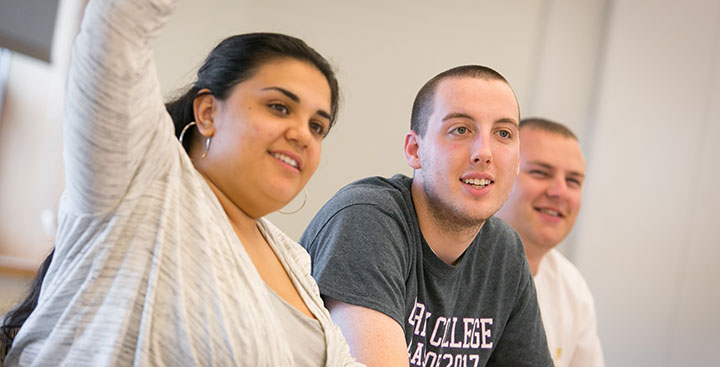 Curry College students participate in a First-Year course