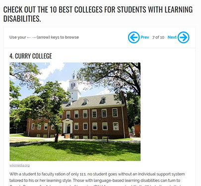 College Magazine names Curry College on its Top 10 Best Colleges List for students with learning disabilities.