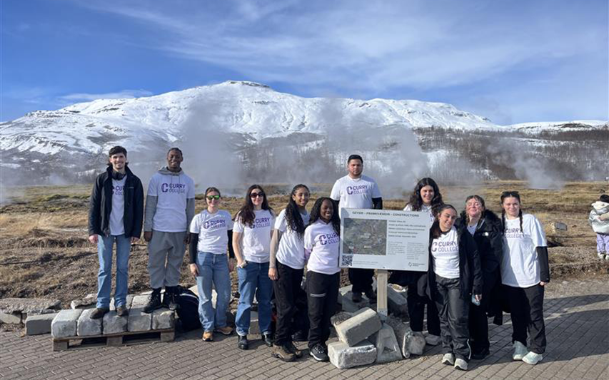 Curry College students and faculty in Iceland