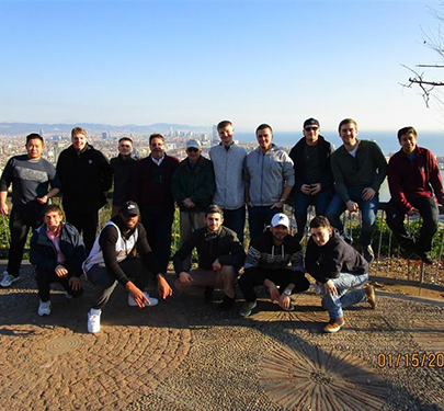 Curry College students pose for a picture in Spain