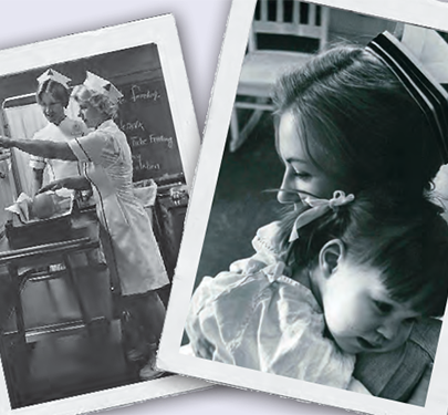 Two photos of Curry Nurses from the early days of the program