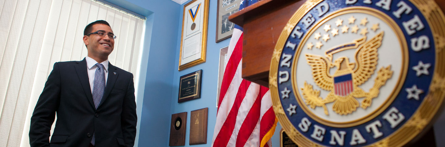Curry College student interns in a U.S. Senator's Office while pursuing a Politics and History Degree