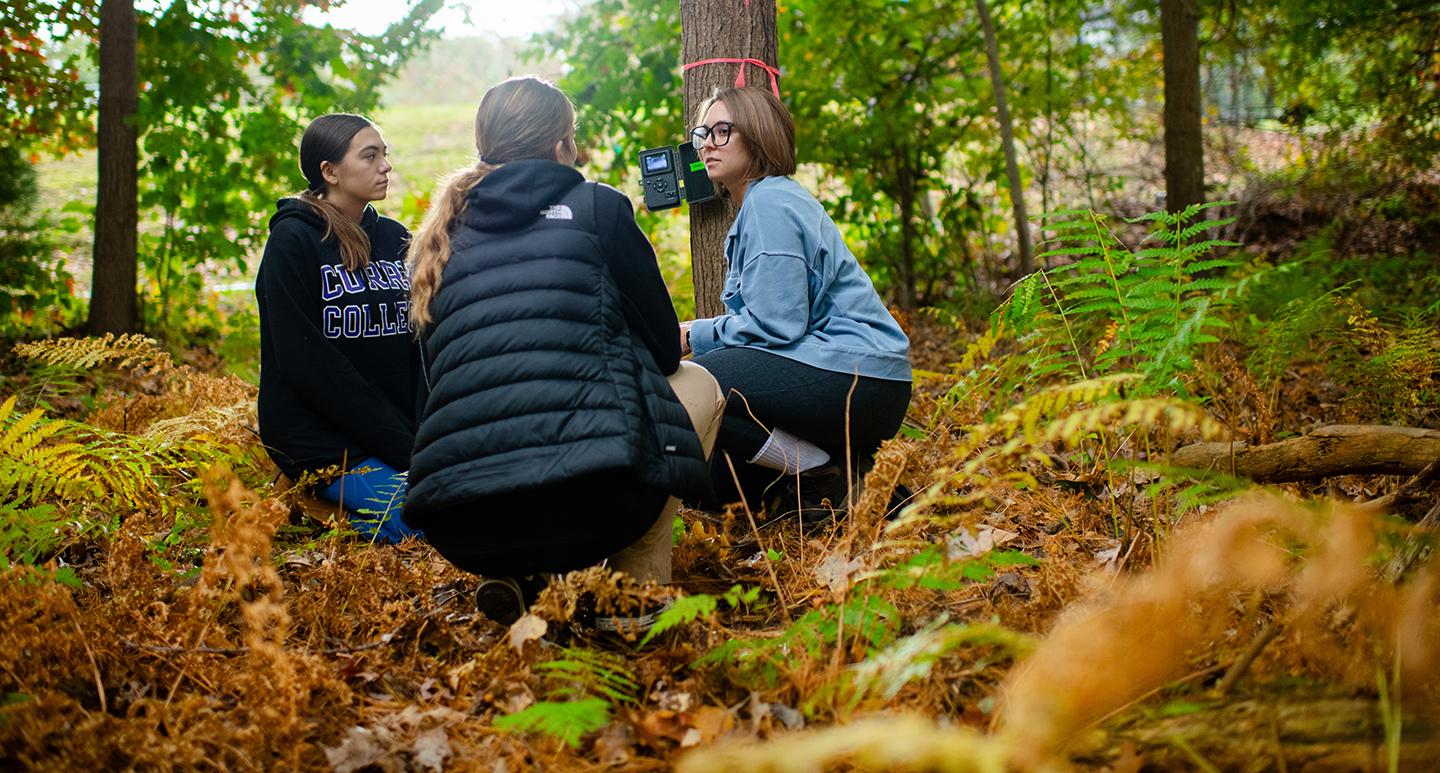 Curry College Science students conducting research on the Milton Campus