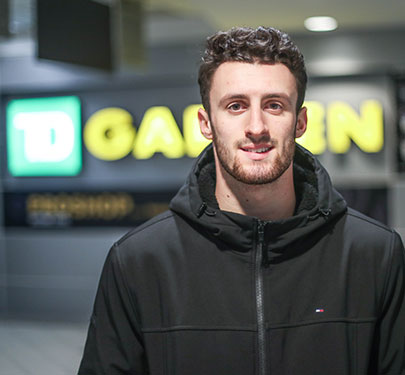 A Curry College student interns at the TD Garden for the Boston Celtics