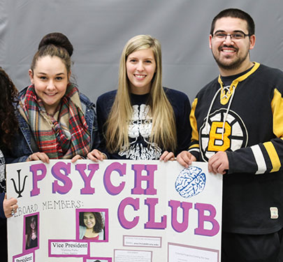 Curry College Psychology Club members at an involvement fair