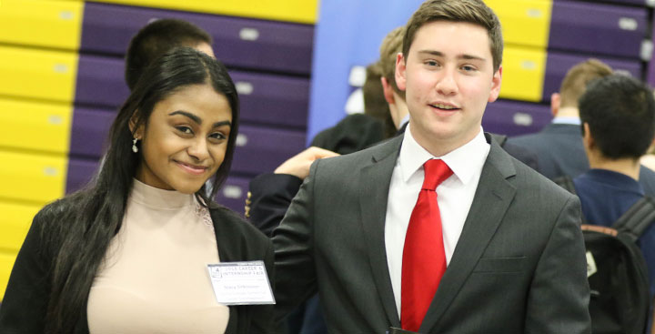 Curry College students at the Annual Career Fair