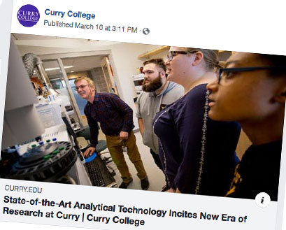 Curry College Facebook Post: State-of-the-Art Analytical Technology Incites New Era of Research at Curry