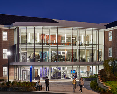 The Curry College Learning Commons at Night (Exterior)