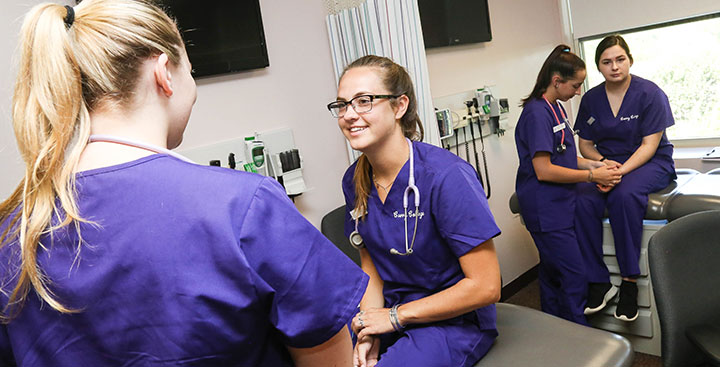 Students perform hands on learning in the Nursing Simulation Labs