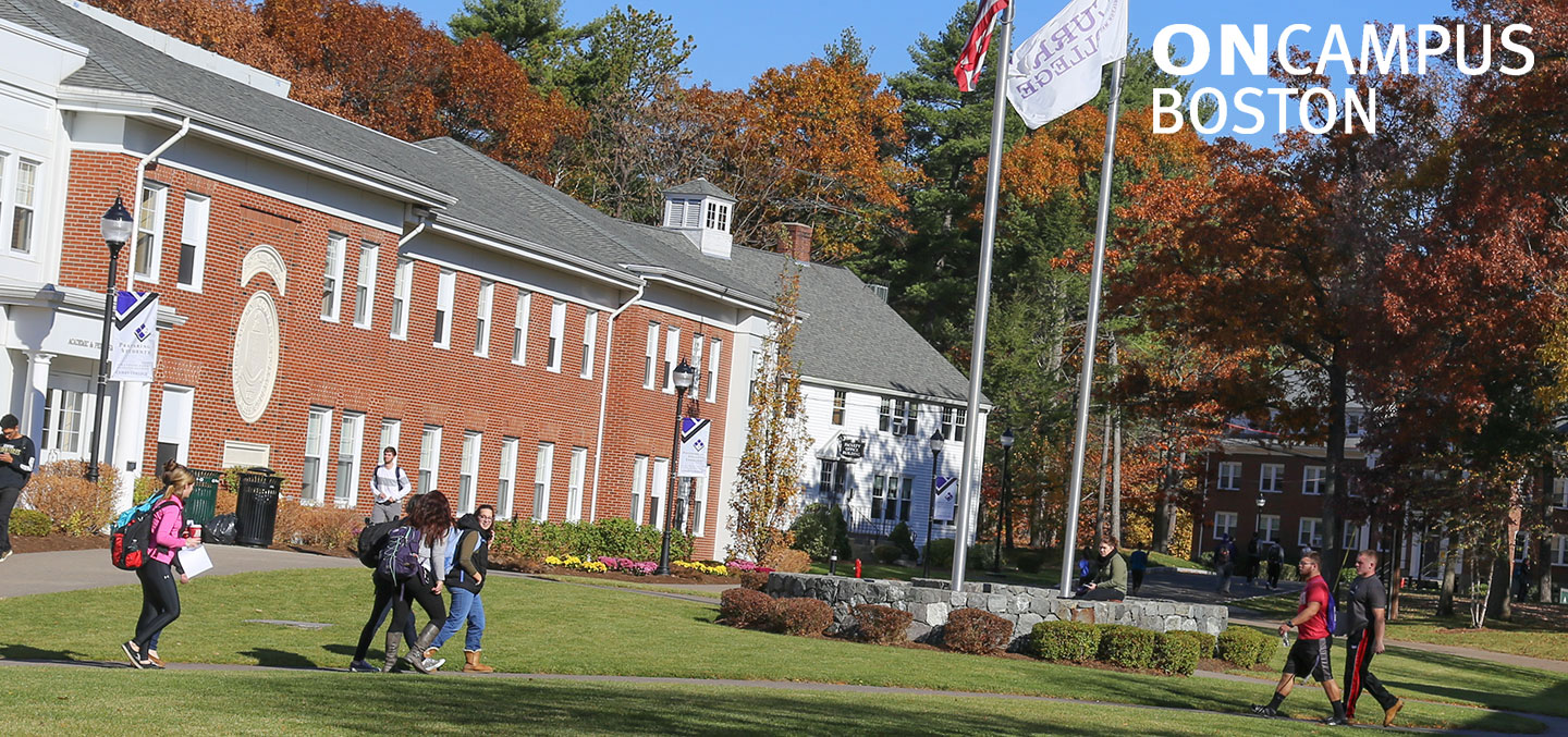 Students walking on the Curry College Quad