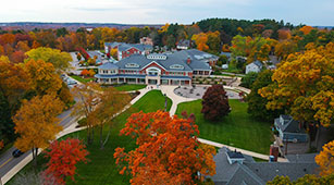 Curry College campus in fall