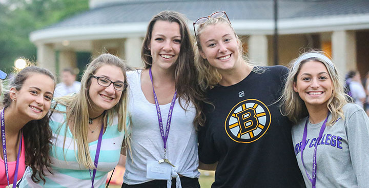 Students pose for a photo at Curry College Orientation
