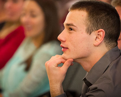 Curry College student in class