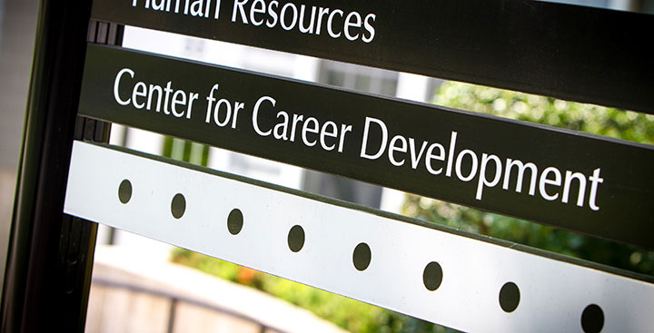 The Curry College Center for Career Development sign