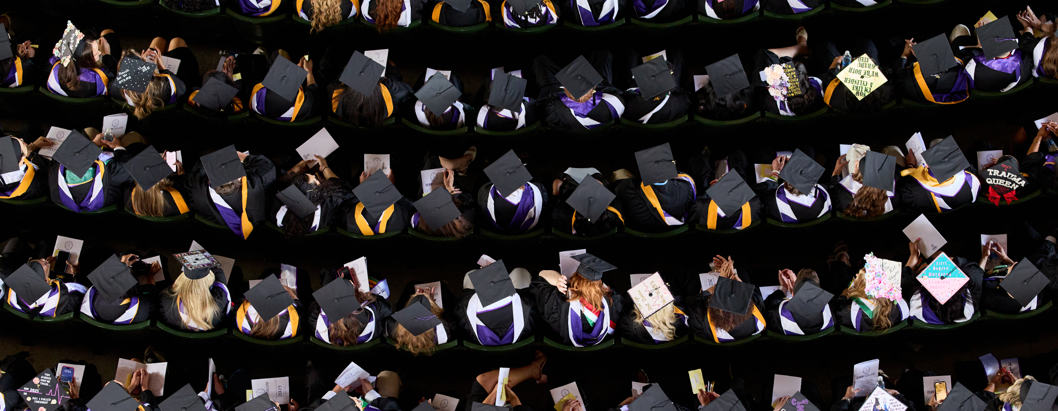Curry College graduates in the crowd shown from above