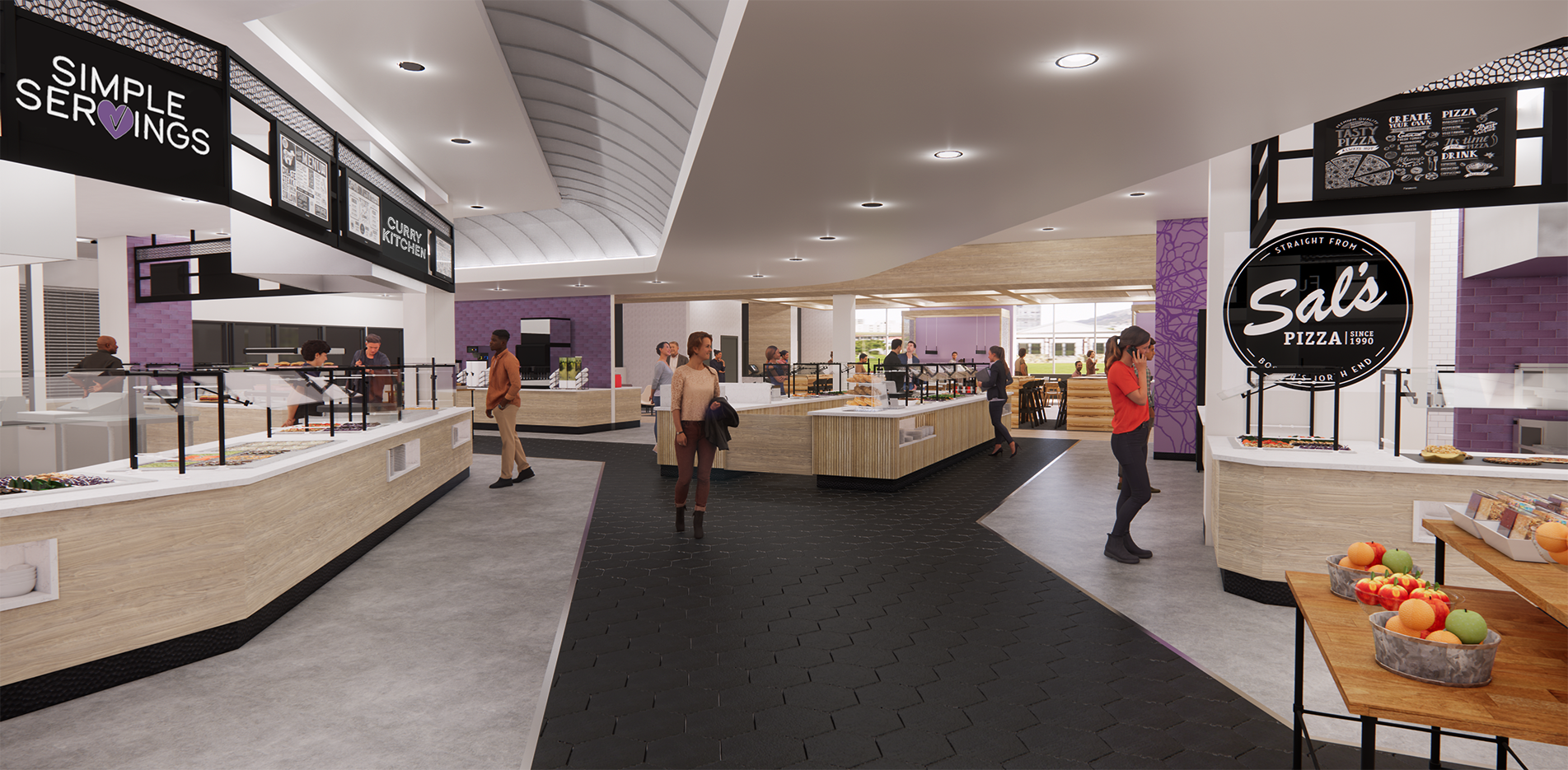 Rendering of the new Curry College Dining Marketplace