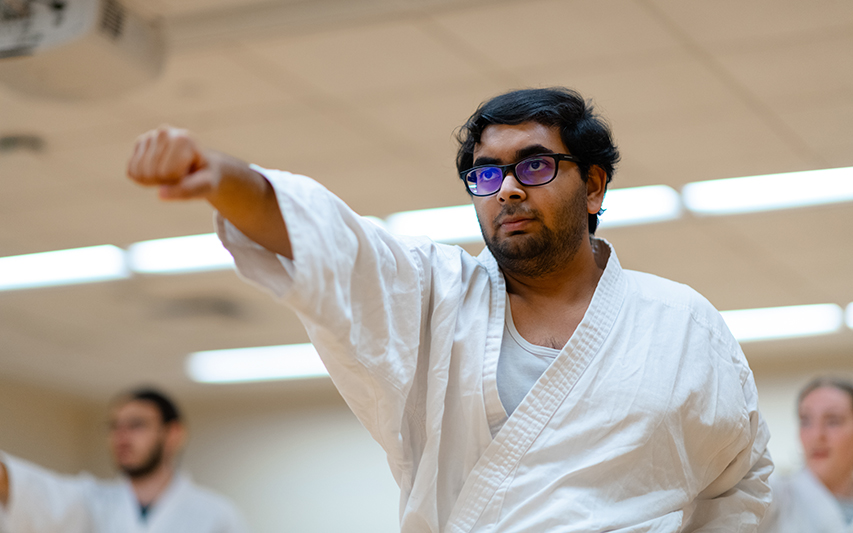 Rishabh Goenka ’25 Practicing Karate
