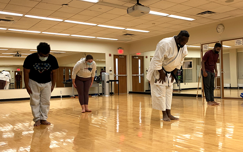 Curry College Karate Club is taught by Patriots/NFL Hall of Famer and 7th degree black belt, Andre Tippett