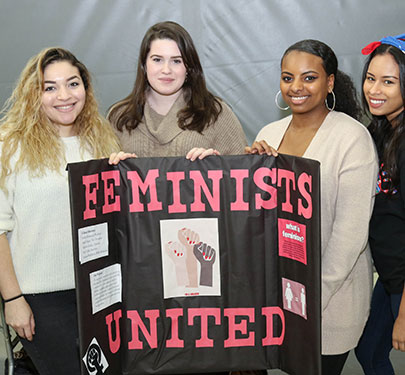 Feminist United Club members at the Student Involvement Fair
