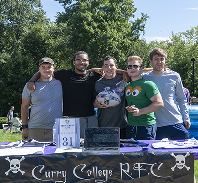 Rugby players at the Student Involvement Fair