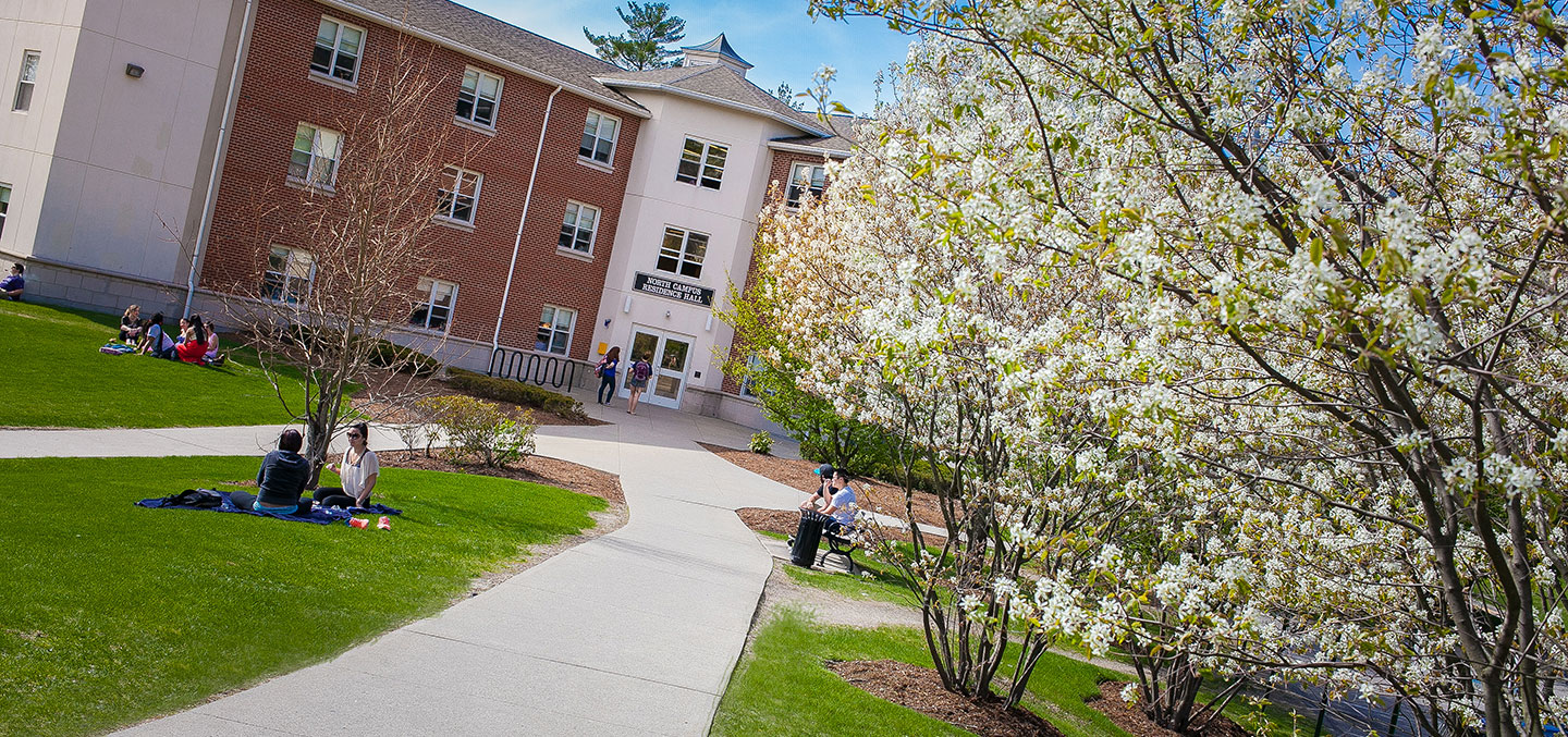Students on lawn outside NCRH Residence Hall