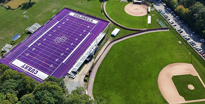 Katz Field with Purple turf at Curry College