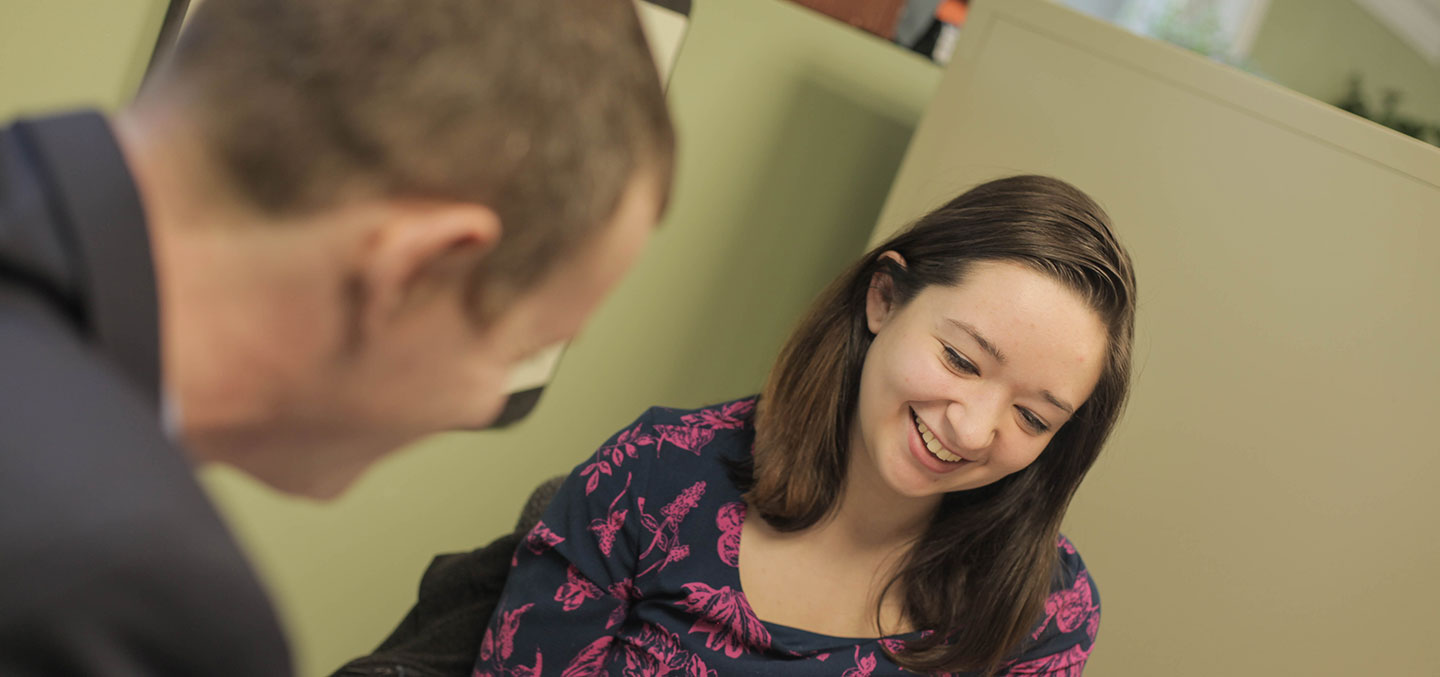 A student receiving instruction