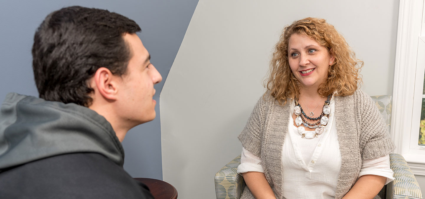 A student receives counseling at the Counseling Center