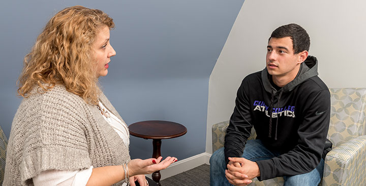A student receives counseling at the Counseling Center