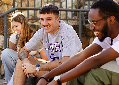 Students hang out at the Westhanver Park stairs