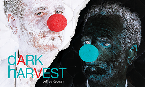 Dark Harvest Art Gallery Exhibition Poster - two men with clown noses