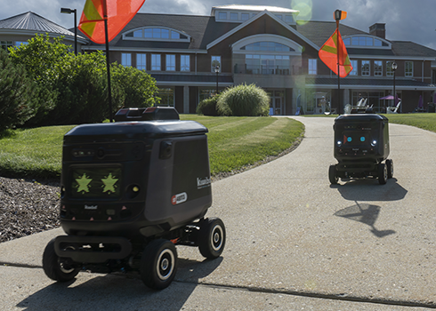 Kiwibots rolling along at Curry College