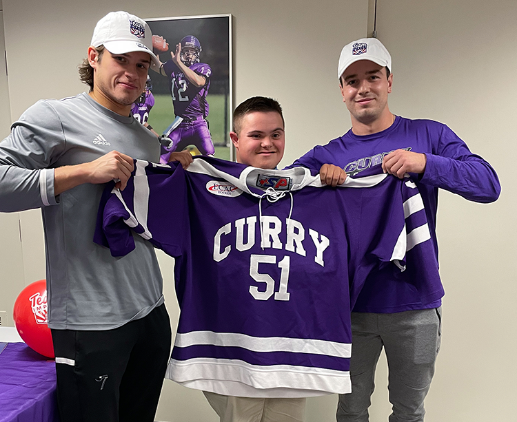Curry College men's ice hockey team signed Brayden Gero through Team IMPACT.