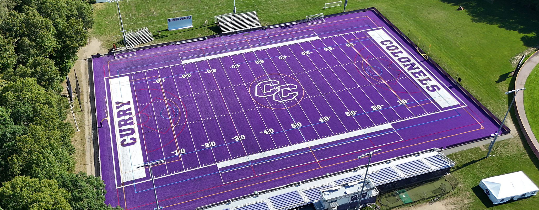 Curry College's all-purple Katz Athletic Field